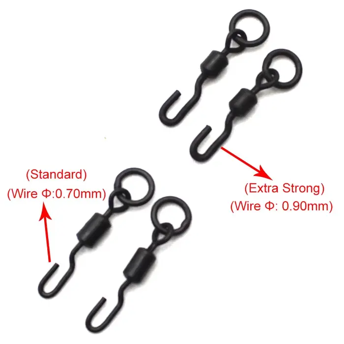 Émerillons renforcés pour pêche à la carpe 20 pièces - Swivels rapides pour montages chod et helicopter