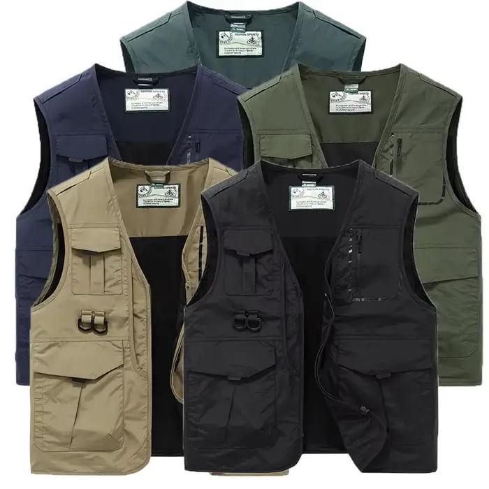 Veste de pêche sans manches multi-poches pour homme 2024, idéale pour la pêche en extérieur