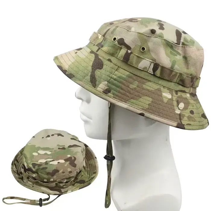 Chapeau Boonie Tactique Multicam Homme - Pêche Chasse Randonnée Été Anti-vent Anti-soleil