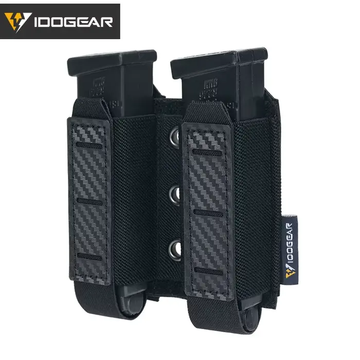 Poche double chargeur 9mm IDOGEAR - Mag pouch carbone MOLLE pêche airsoft tactique