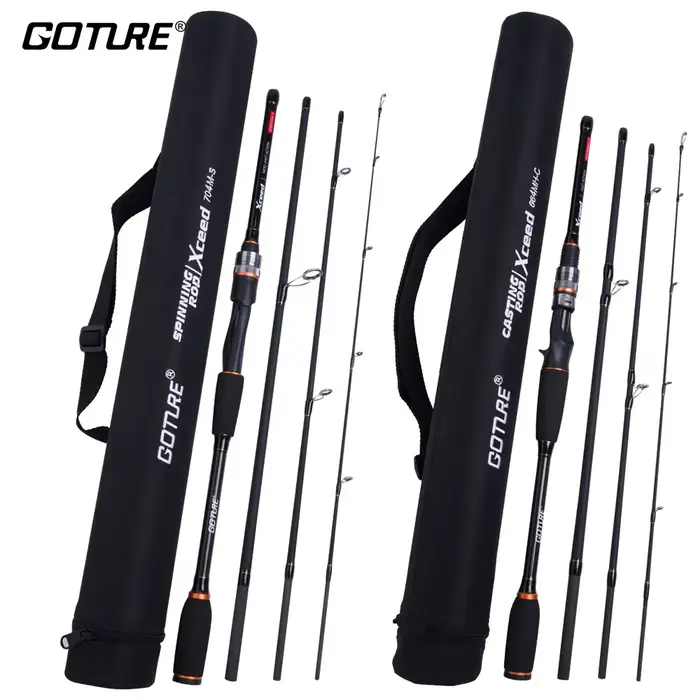 Canne à pêche Goture Xceed 1.98-3.6m Fuji Guide Ring Carbon Spinning Casting M/MH Power Lure rod 4 pièces tube bag