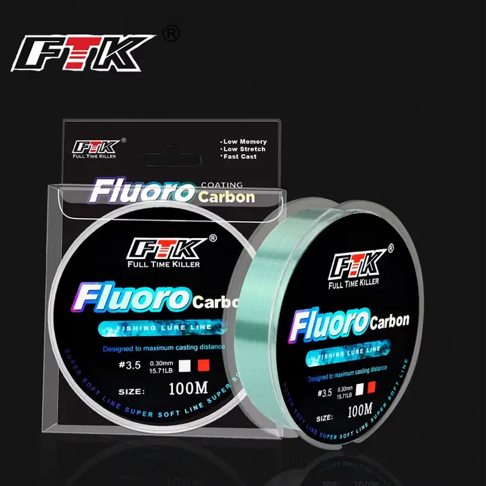 Ligne fluorocarbone FTK rose 100m pour leurres - Leader souple pêche à la mouche 4-34LB
