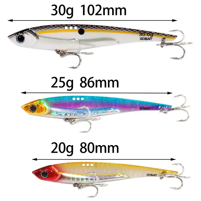 Leurre de pêche GOBAIT VIB 20g 30g : leurre métal vibration hameçon spinner cuiller pour carnassiers