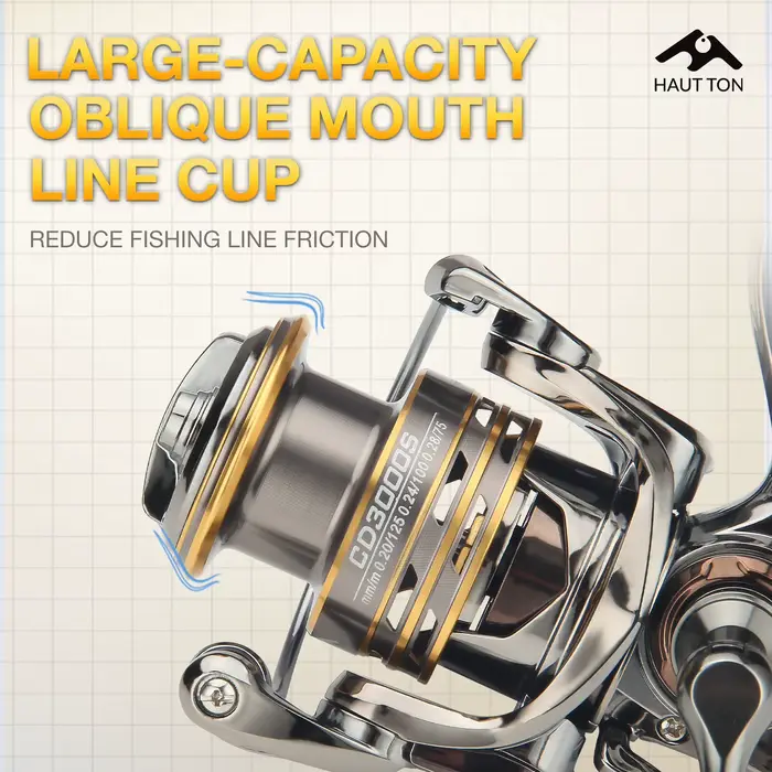 HAUT TON CD Spinning Fishing Reel 5.2:1 GearRatio 13.23Lbs Max Drag Metal Spoo F