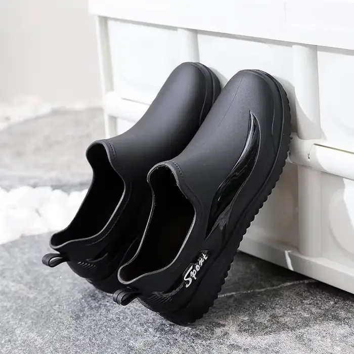 Bottes de pluie basses homme antidérapantes résistantes - Chaussures caoutchouc doublées polaire