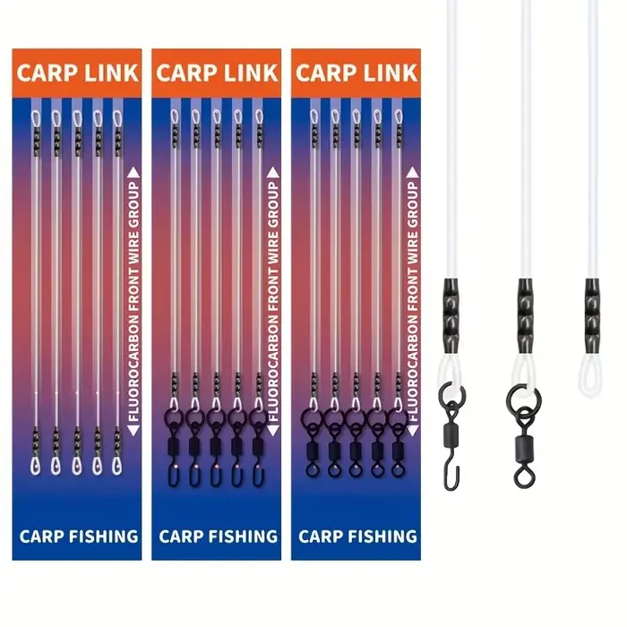 Kit 5 rigs method feeder pour pêche carpe - Fluorocarbone 100% et swivels rolling inclus
