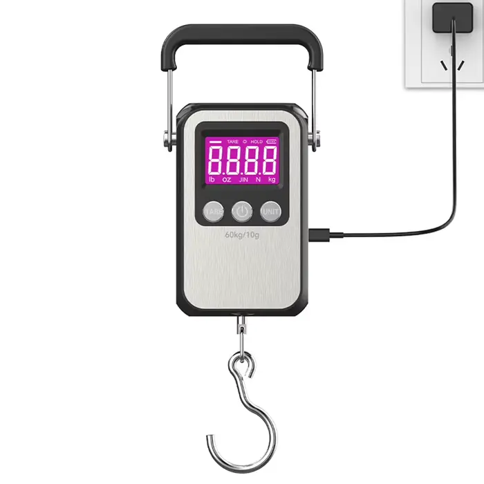 Balance digitale rechargeable 60kg précision 10g - Pèse-poisson crochet LCD portable usage domestique