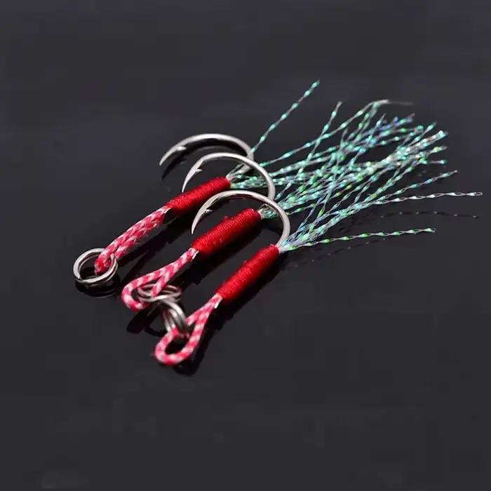 Hameçons assistés à plume pour slow jigging, acier haute carbone, 20 à 100 pièces pour pêche en mer