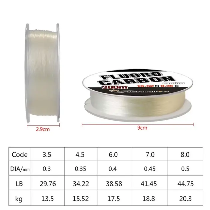 Ligne fluorocarbone coulante 300m 0.30-0.50mm monofilament carpe leader Japonais fibre carbone
