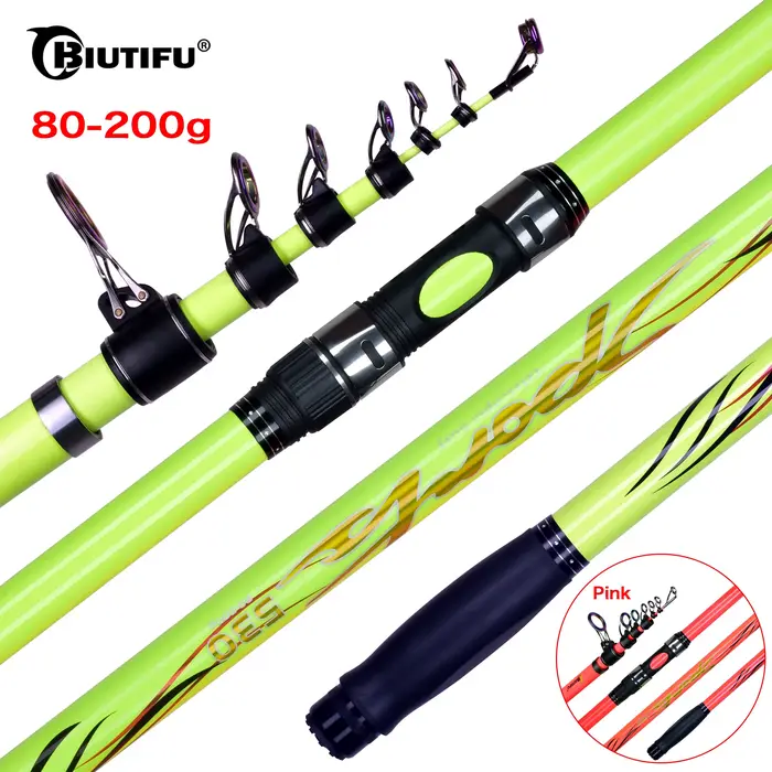 Canne à lancer surf casting BIUTIFU 4.25m 4.5m 5m carbone T1000 puissance 80-200g pour pêche longue distance du bord