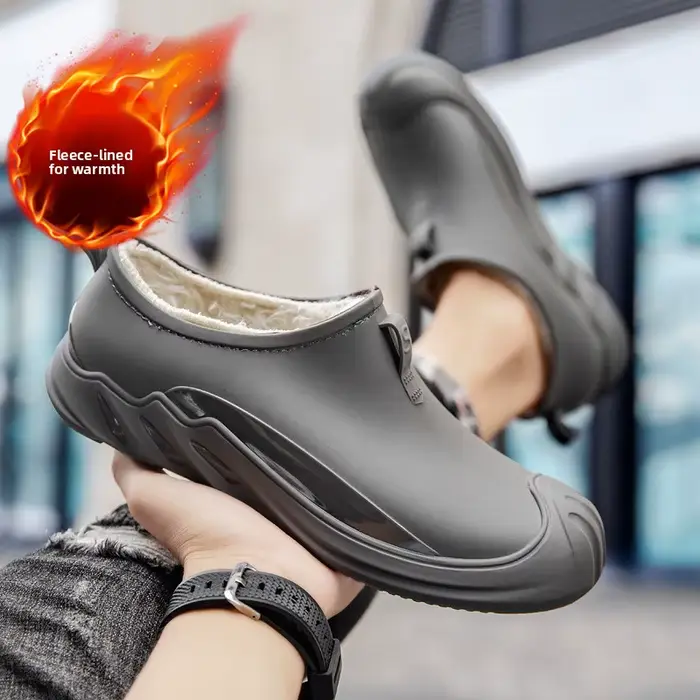 Bottes pêche basses doublées polaire imperméables - Chaussures travail cuisine automne hiver