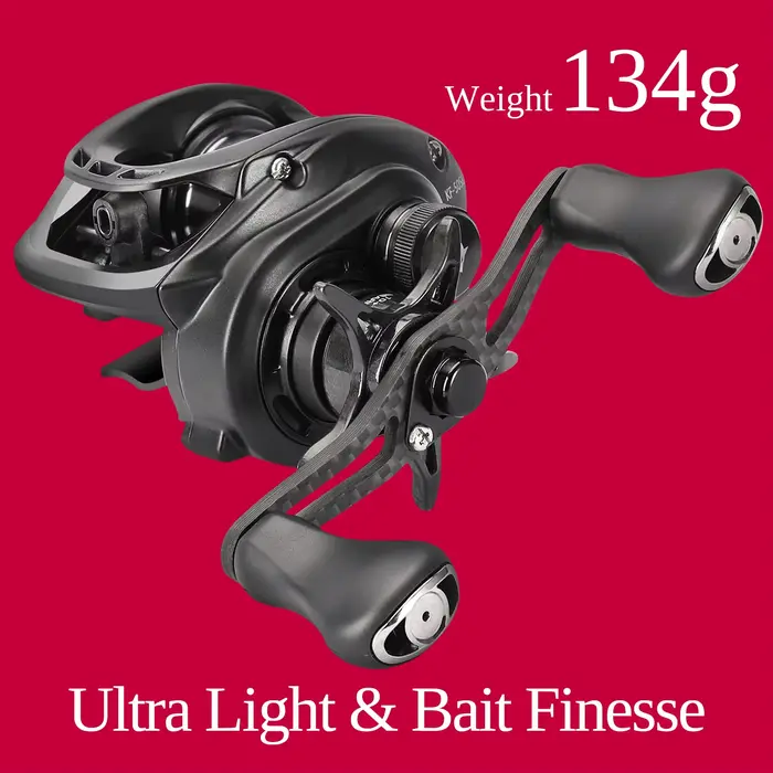 Moulinet baitcasting TSURINOYA DARK WOLF 50S 134g, bobine shallow 4.6g, ratio 7.1:1, parfait truite et ajing