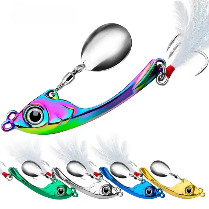 Spinner Bait métallique 7g à 15g avec paillettes pour pêche du brochet et black bass