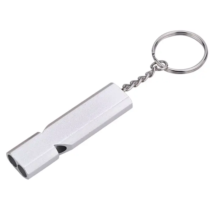 Sifflet de survie SOS 120db double tube aluminium - Accessoire camping pêche portable sécurité