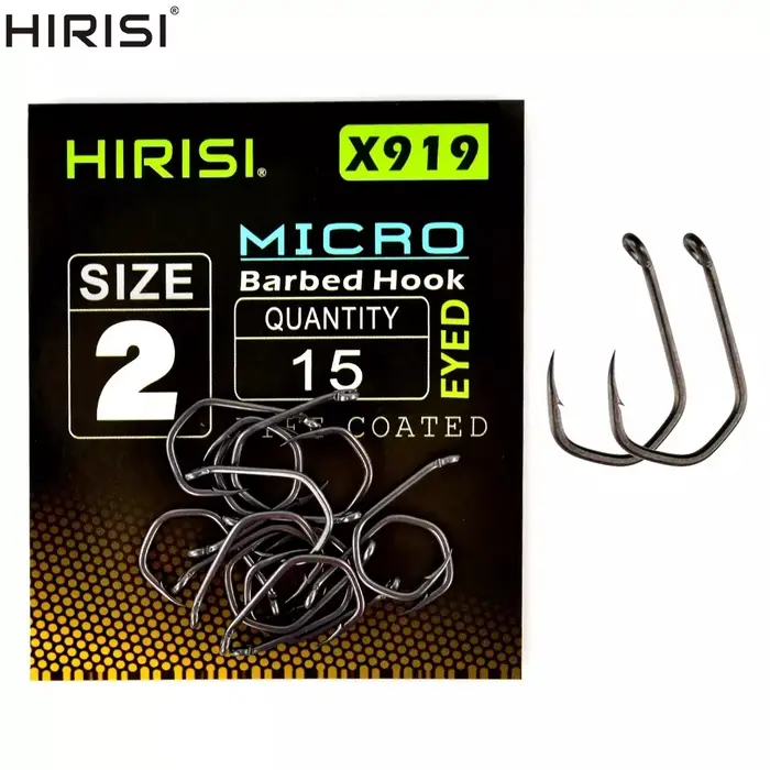 Hameçons Hirisi 15pcs acier carbone PTFE micro-barbelés pour pêche carpe - Accessoires X919