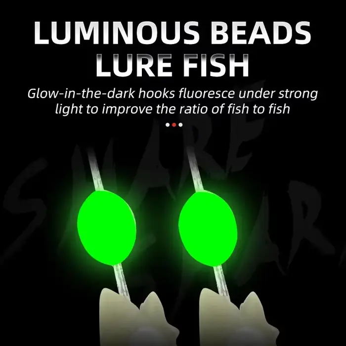 Sabiki rigs 5 hameçons pêche mer appâts naturels peau poisson lumineux mackerel