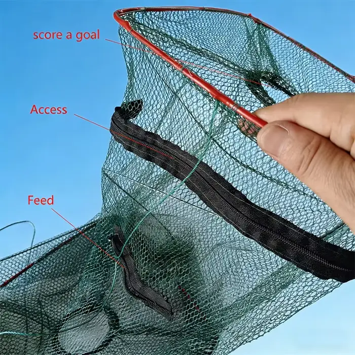 Filet de pêche pliable en nylon - Piège à appâts portable pour capturer poissons, crevettes, crabes et anguilles