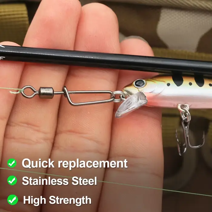 50 pièces émerillons roulants FishTrip - Connecteurs rapides en acier inoxydable pour pêche