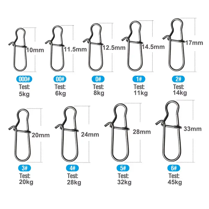Snaps à verrouillage rapide acier inoxydable 50-100 pièces pour connecter leurres et swivels