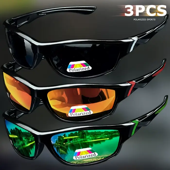 Lot lunettes vintage sport pêche - 1 à 3 paires UV400 anti-éblouissement running cyclisme