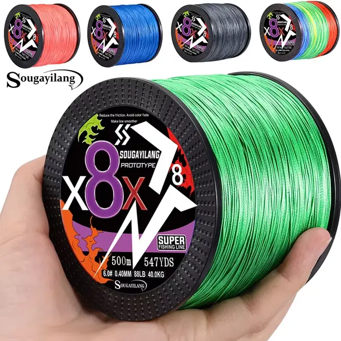 Ligne Sougayilang tressée X4 X8 100m à 500m max drag 66LB pour brochet sandre carpe