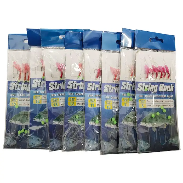 5Pack Fishing Wobbler Sabiki Rigs & Luminous Bean Hooks - Leurres luminescents pêche mer nocturne