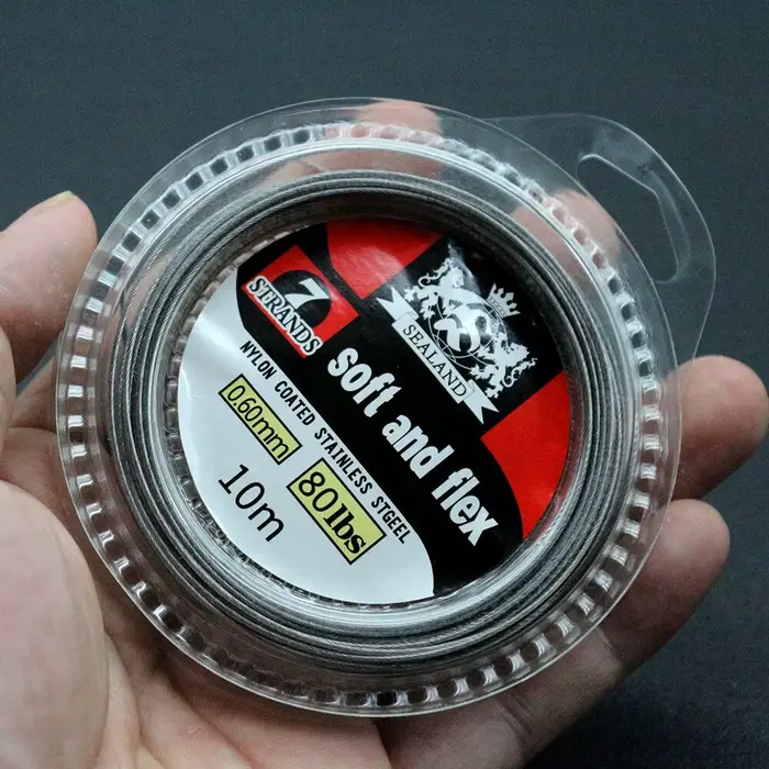 Fil d'acier tressé nylon 7 brins 10m pour montages pêche mer 5LB à 200LB résistance