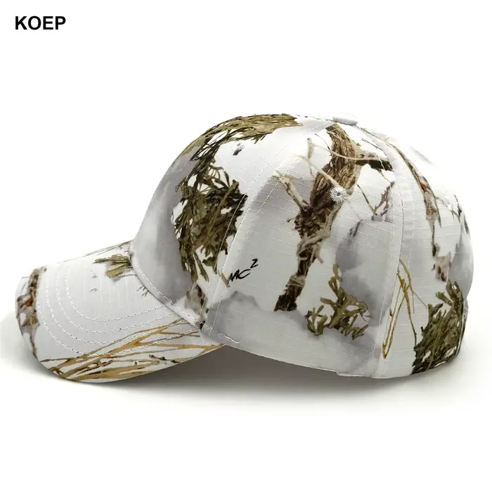Casquette camouflage blanc pêche KOEP - Baseball cap neige pêche hiver chasse snapback