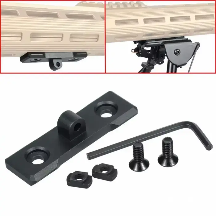Adaptateur bipode M-LOK Keymod pour rail Picatinny AR15 - montage bas profil chasse tactique