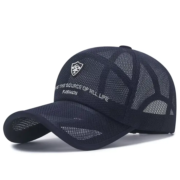 Casquette mesh été pêche noir blanc unisexe protection sol sport extérieure homme femme fishing
