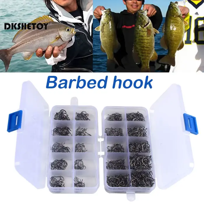 Lot de 400 hameçons carbone pour pêche mer et eau douce - Hameçons barbelés professionnels