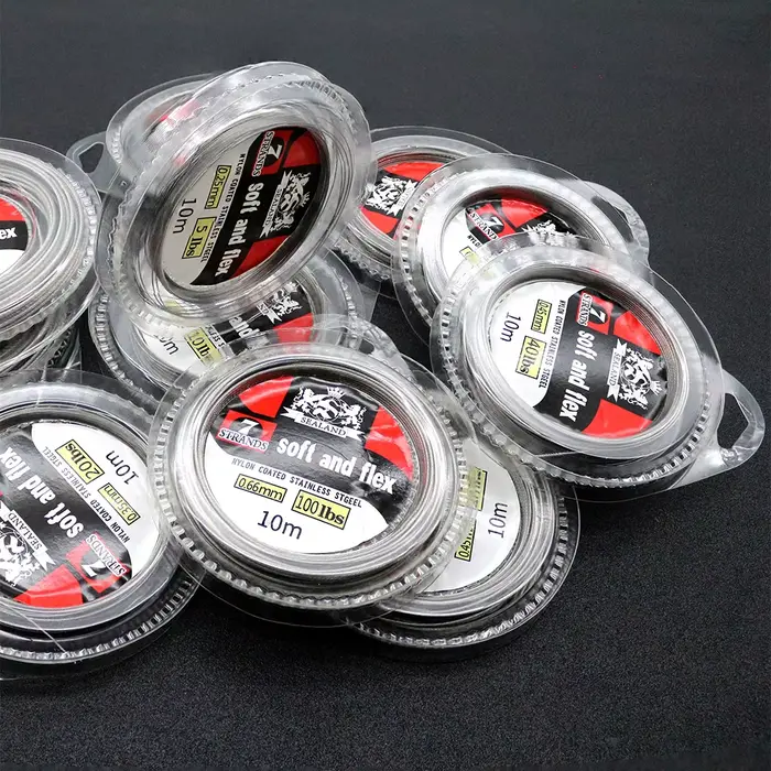 Fil d'acier tressé nylon 7 brins 5 à 200 lb pour ligne de pêche mer et jigging
