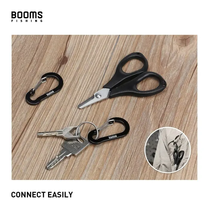 Mousquetons aluminium Booms Fishing 10 pièces - Clips multifonctions 5cm pour accessoires de pêche et clés