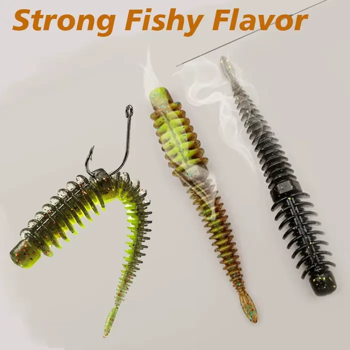 10 leurres souples TPE 6.5-8.5cm pour carp fishing - appâts aromatisés avec hameçons intégrés