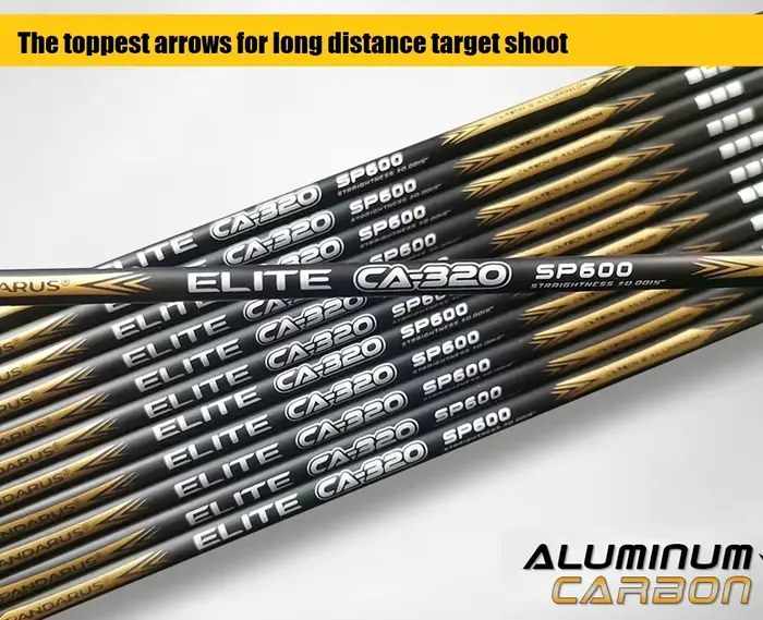 12 flèches carbone aluminium Pandarus ELITE CA320 ID3.2mm design X10 pour pêche à l'arc