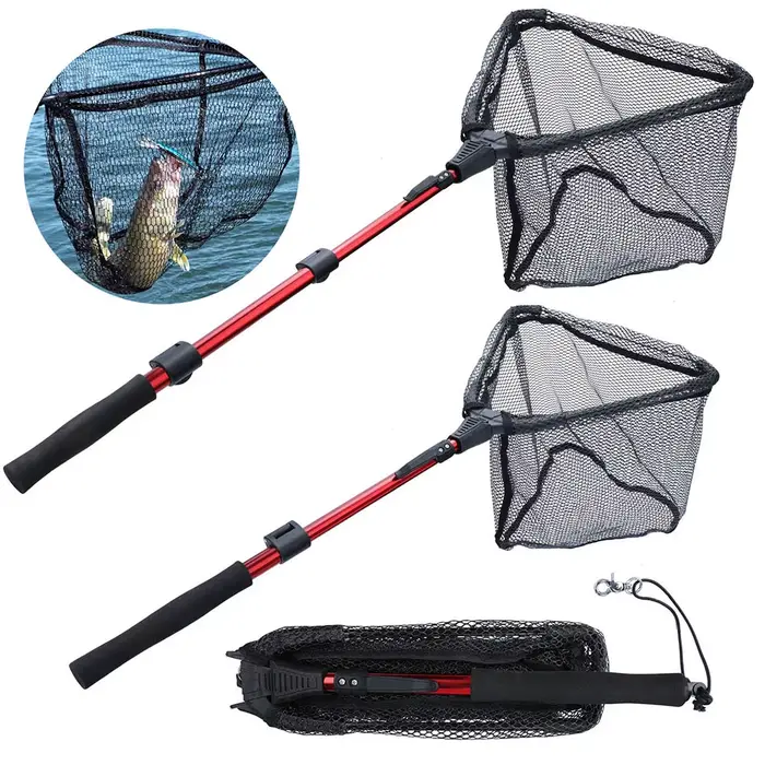 Filet de pêche pliable et rétractable Sougayilang 70 95 115 cm pour truite carpe et perche