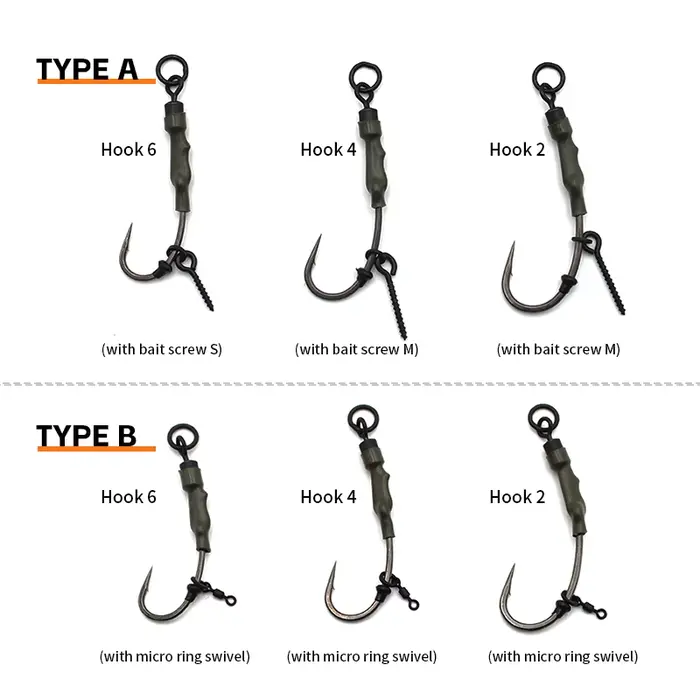 Montage carp fishing Ronnie Rigs prêt à pêcher avec hameçon courbe PTFE et micro ring pour carpe