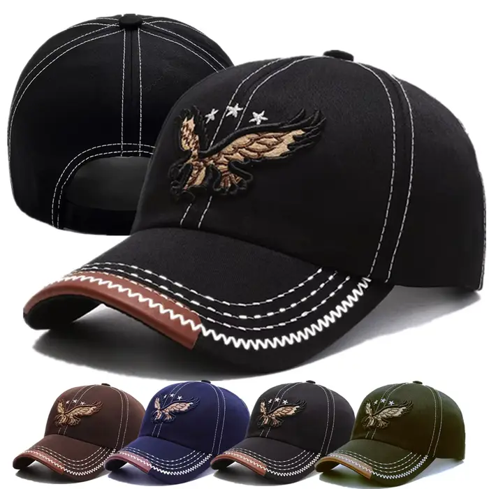 Casquette baseball aigle 3D pêche - Chapeau brodé unisexe pour pêche sportive outdoor