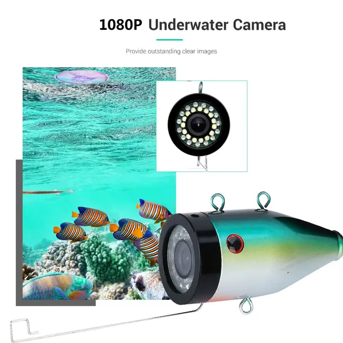 Caméra de pêche sous-marine 1080P 15M/30M avec double lampe pour pêche sur glace et en mer