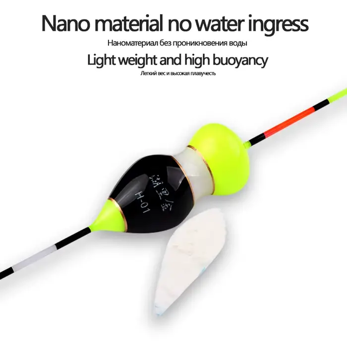 10 flotteurs nano + 10 tubes + hameçons + support pour pêche en eau douce stable