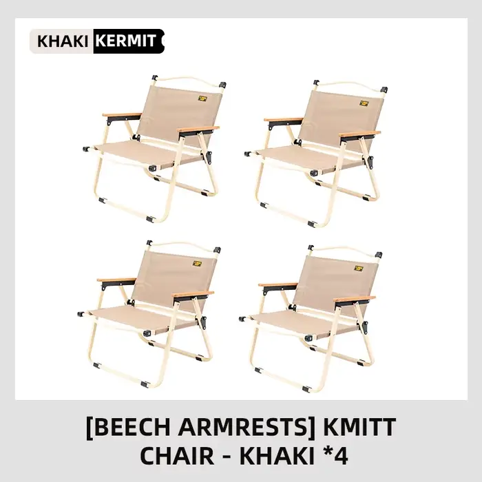 Chaise Comet pêche et camping en tissu Oxford polyester avec accoudoirs hêtre vert kaki