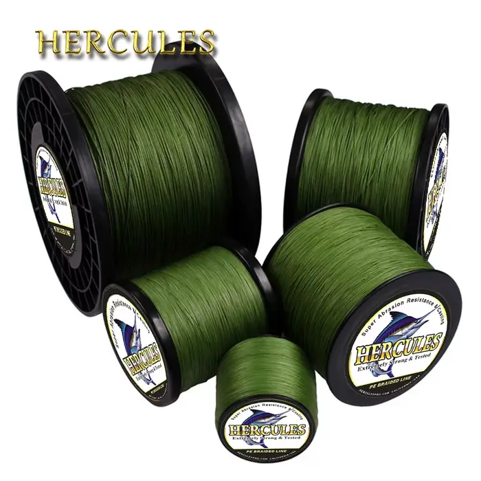 Ligne de pêche Hercules 8 brins Army Green pour mer et eau salée, 100% PE, disponible