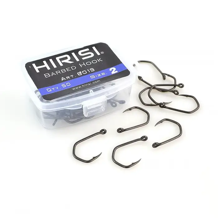Hameçons carp fishing barbelés PTFE 50 pièces Hirisi - acier haute carbone avec œil pour pêche intensive