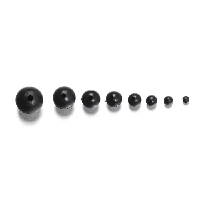 100 perles de pêche 3mm-12mm en caoutchouc noir souple/dur pour montages et leurres