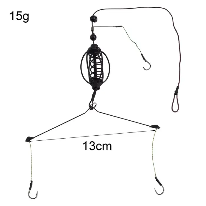 Cage amorçoire feeder pour la pêche à la carpe, appât facile à remplir et crochet noir