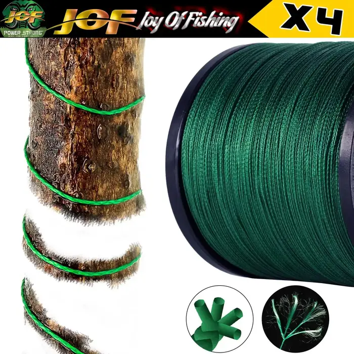 Ligne de pêche tresse JOF multifilament 4 brins pour carpe et truite, haute résistance PE, 100m