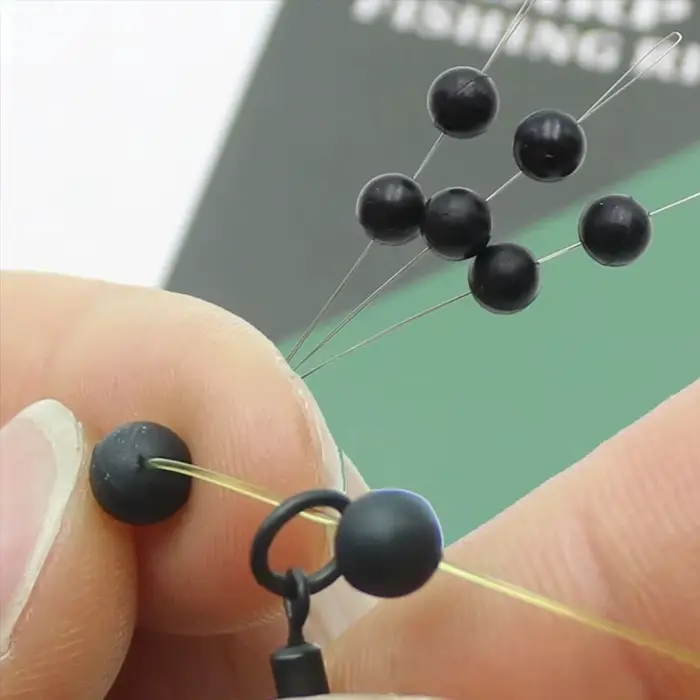 Perles de pêche 100 pièces noires 3mm-12mm - Stop-perles souples et dures pour montages et accessoires