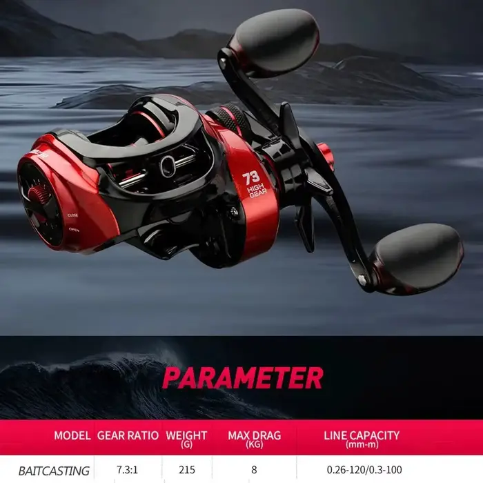 Moulinet baitcasting ultra-léger 8kg drag max pour pêche du brochet et black bass - casting précis