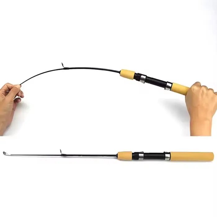 Mini canne pêche crevette hiver glace carbone 0.6m 0.8m 1m télescopique France