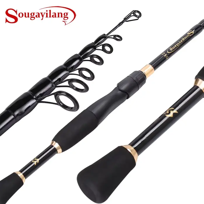 Canne télescopique Sougayilang ultralégère carbone 1.8-2.4m pour pêche spinning précise